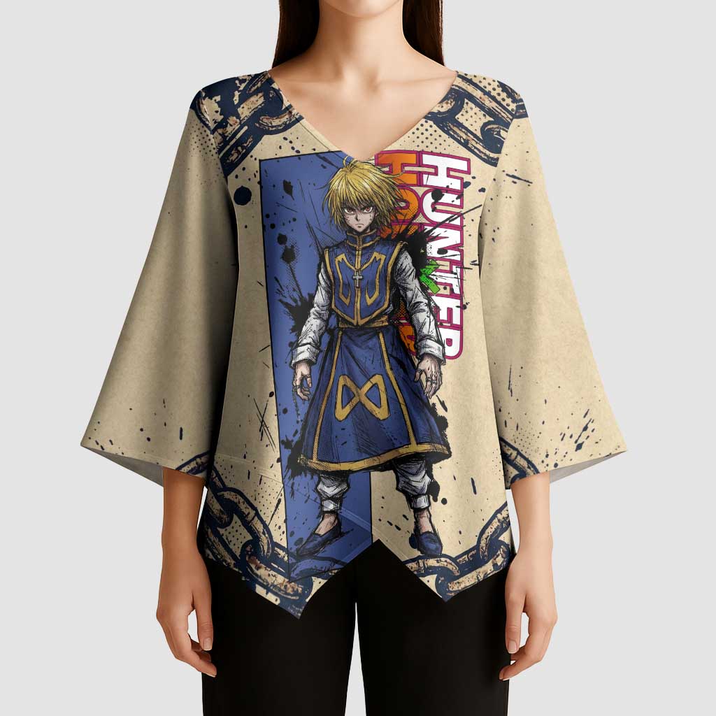 Kurapika Hunter x Hunter Chain Theme Kimono Sleeve Blouse with Scarlet Eyes and Vintage Anime Artwork Design - The Mazicc