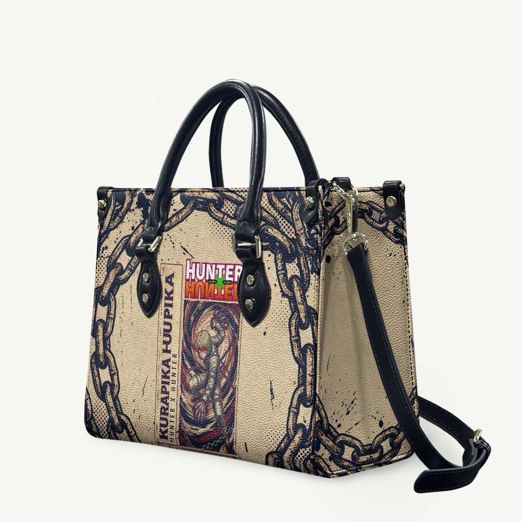 Kurapika Hunter x Hunter Chain Theme Leather Bag with Scarlet Eyes and Vintage Anime Artwork Design - The Mazicc