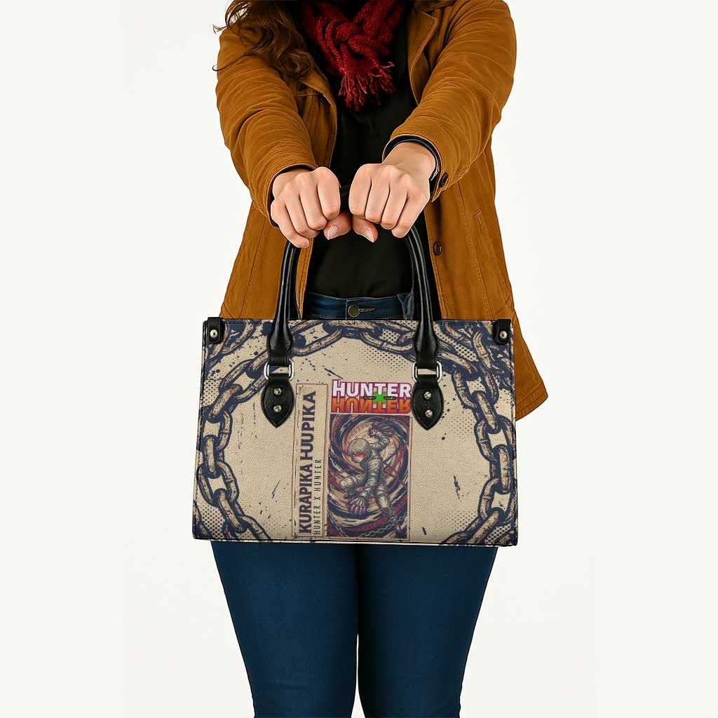 Kurapika Hunter x Hunter Chain Theme Leather Bag with Scarlet Eyes and Vintage Anime Artwork Design - The Mazicc