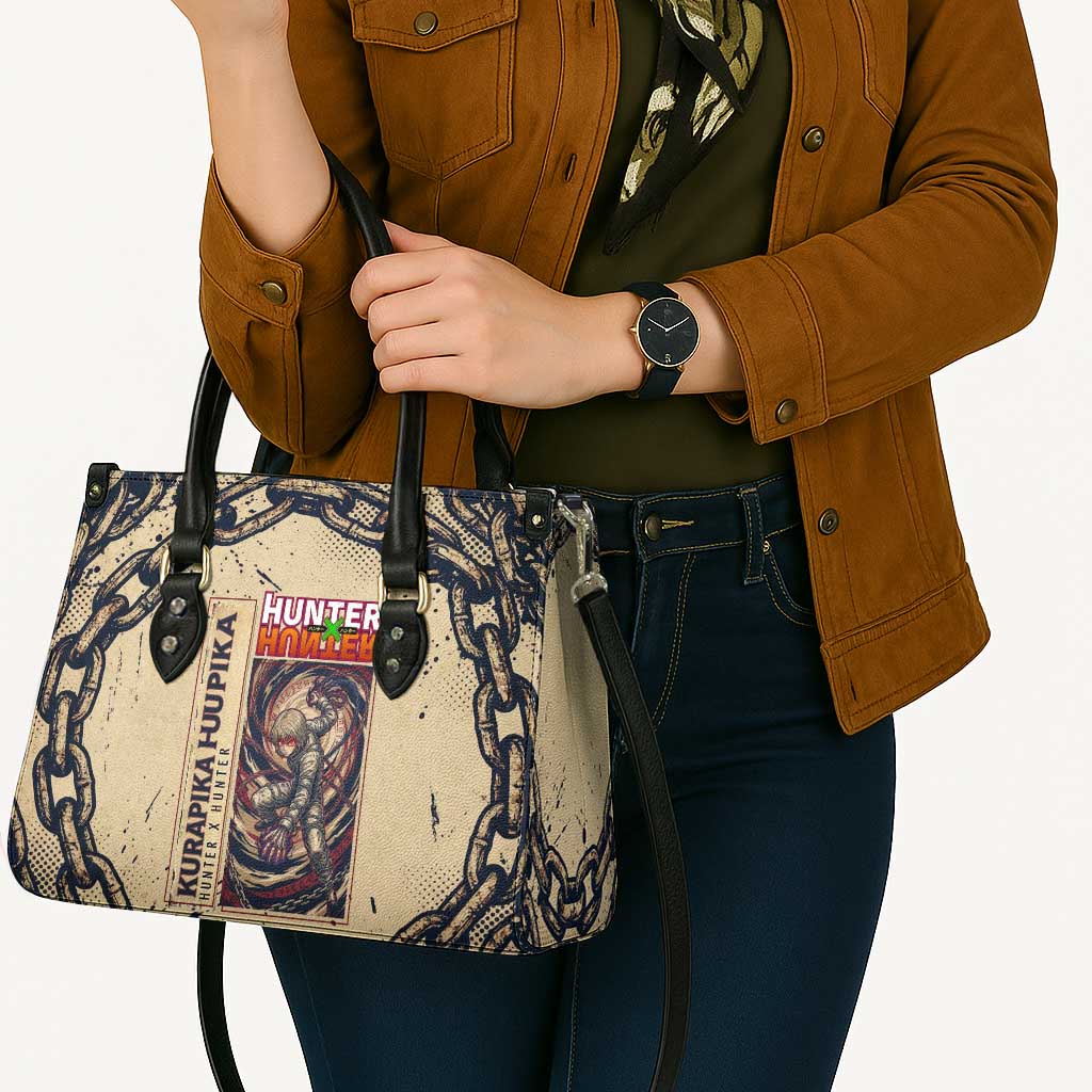 Kurapika Hunter x Hunter Chain Theme Leather Bag with Scarlet Eyes and Vintage Anime Artwork Design - The Mazicc