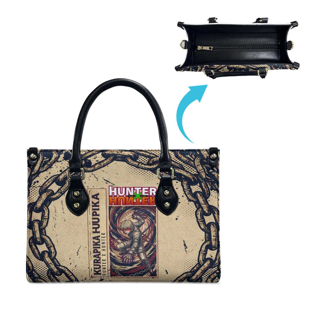 Kurapika Hunter x Hunter Chain Theme Leather Bag with Scarlet Eyes and Vintage Anime Artwork Design - The Mazicc