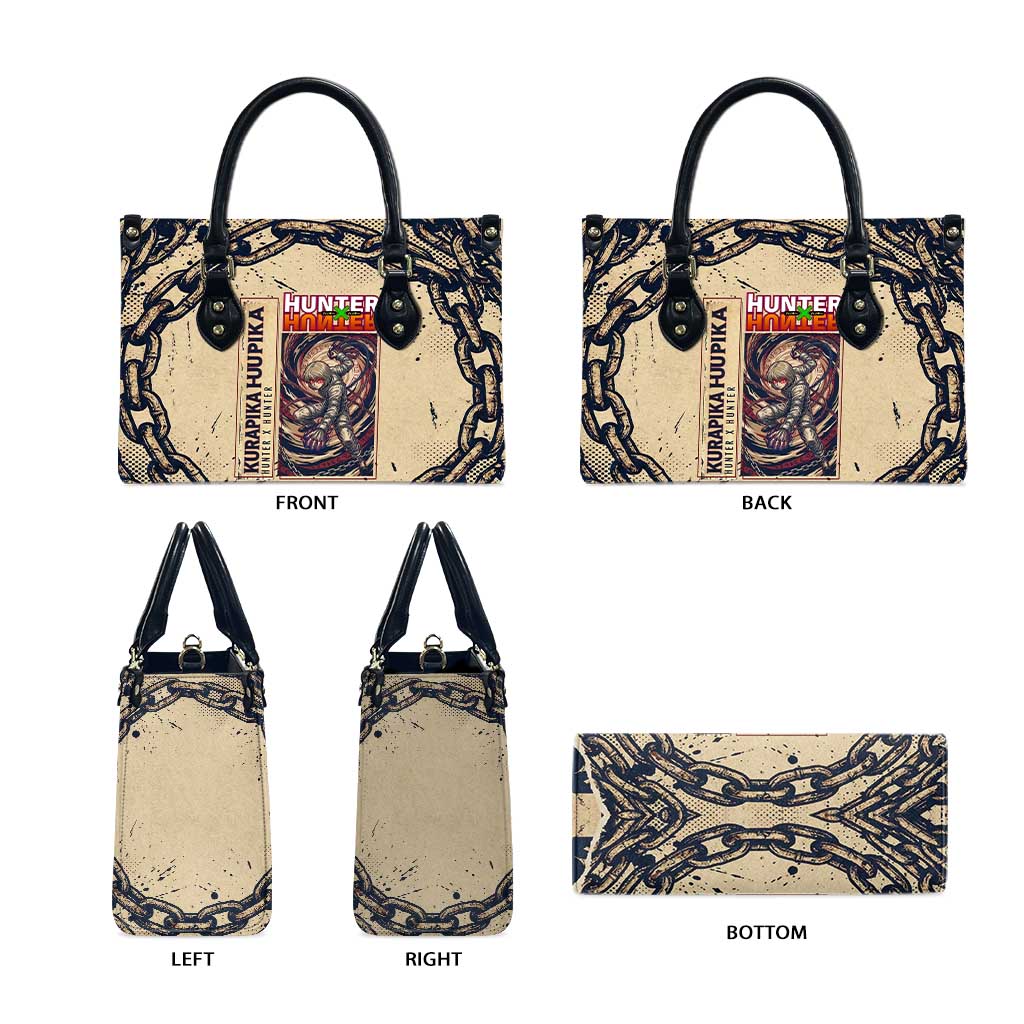 Kurapika Hunter x Hunter Chain Theme Leather Bag with Scarlet Eyes and Vintage Anime Artwork Design - The Mazicc