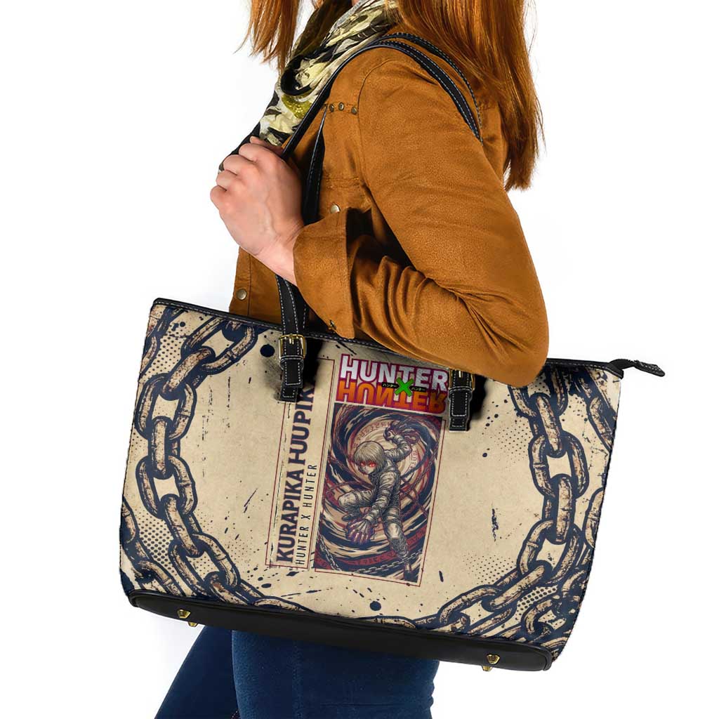 Kurapika Hunter x Hunter Chain Theme Leather Tote Bag with Scarlet Eyes and Vintage Anime Artwork Design - The Mazicc