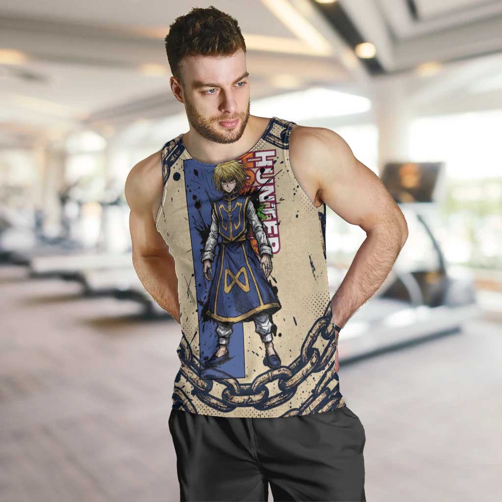 Kurapika Hunter x Hunter Chain Theme Men Tank Top with Scarlet Eyes and Vintage Anime Artwork Design - The Mazicc