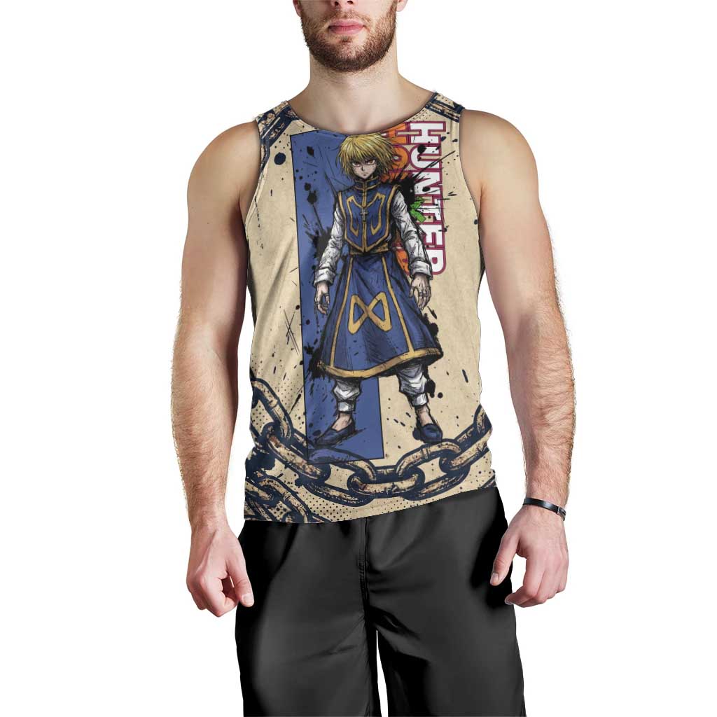 Kurapika Hunter x Hunter Chain Theme Men Tank Top with Scarlet Eyes and Vintage Anime Artwork Design - The Mazicc