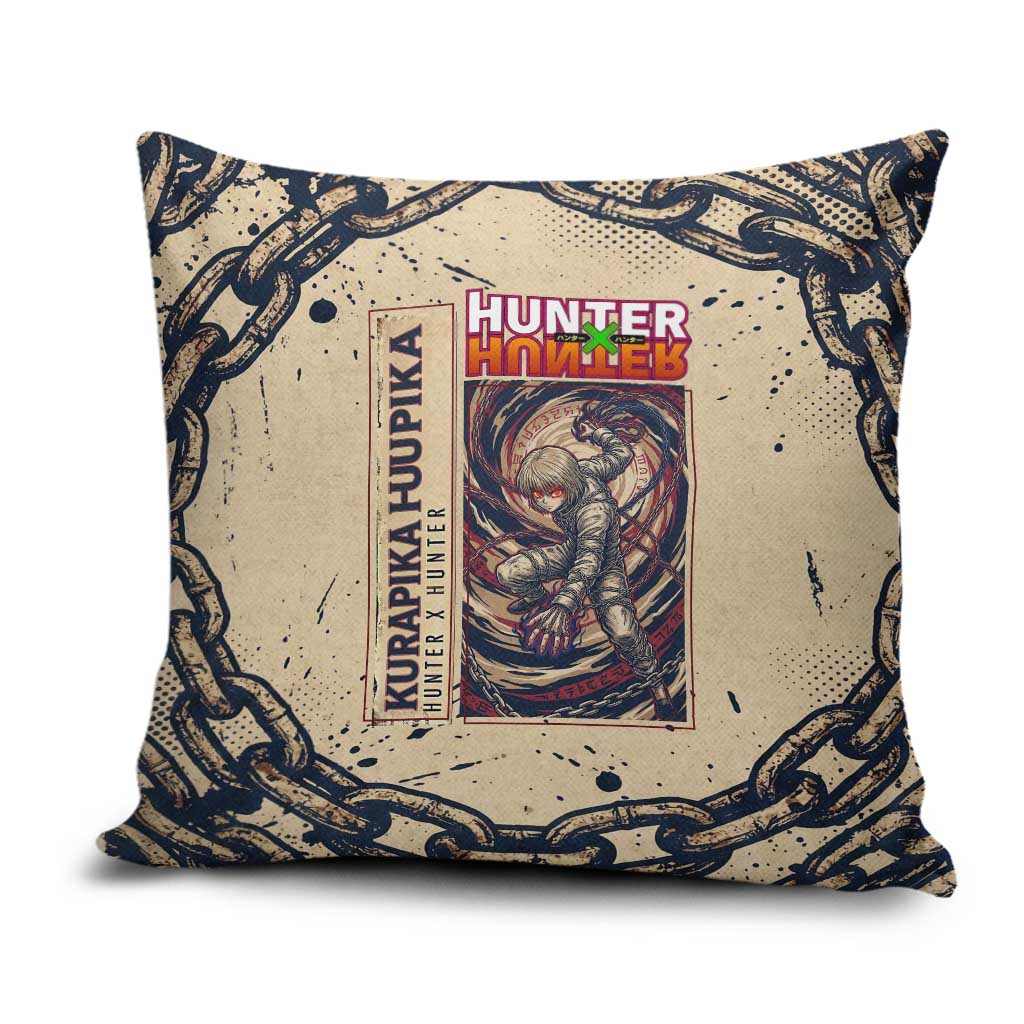 Kurapika Hunter x Hunter Chain Theme Pillow Cover with Scarlet Eyes and Vintage Anime Artwork Design - The Mazicc