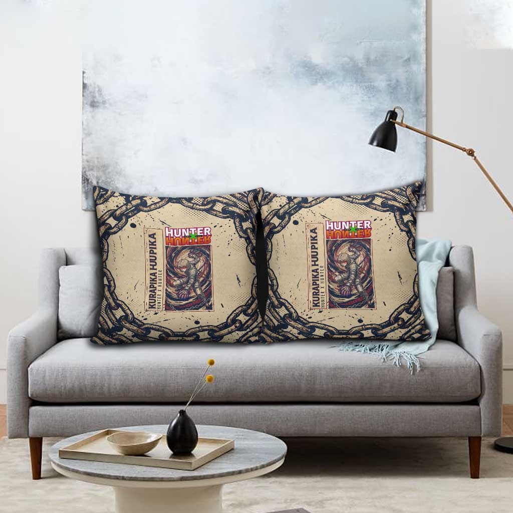 Kurapika Hunter x Hunter Chain Theme Pillow Cover with Scarlet Eyes and Vintage Anime Artwork Design - The Mazicc