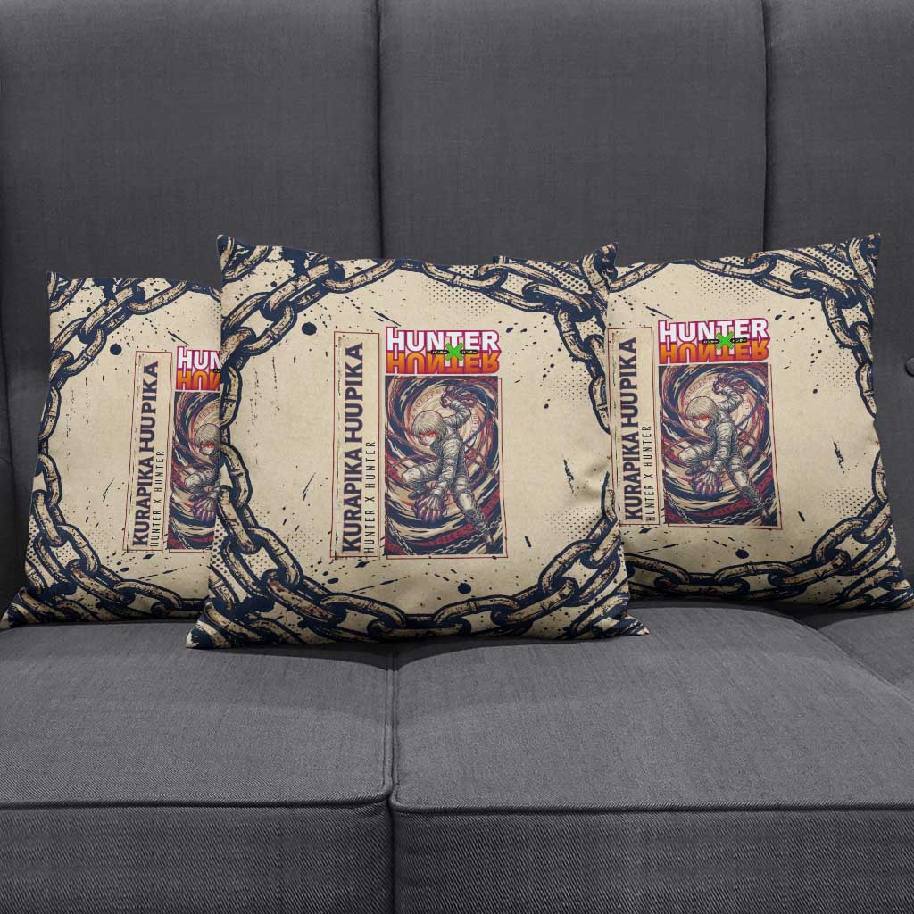 Kurapika Hunter x Hunter Chain Theme Pillow Cover with Scarlet Eyes and Vintage Anime Artwork Design - The Mazicc