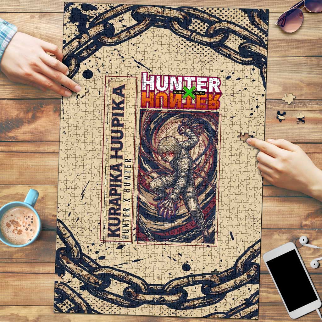 Kurapika Hunter x Hunter Chain Theme Puzzle with Scarlet Eyes and Vintage Anime Artwork Design - The Mazicc