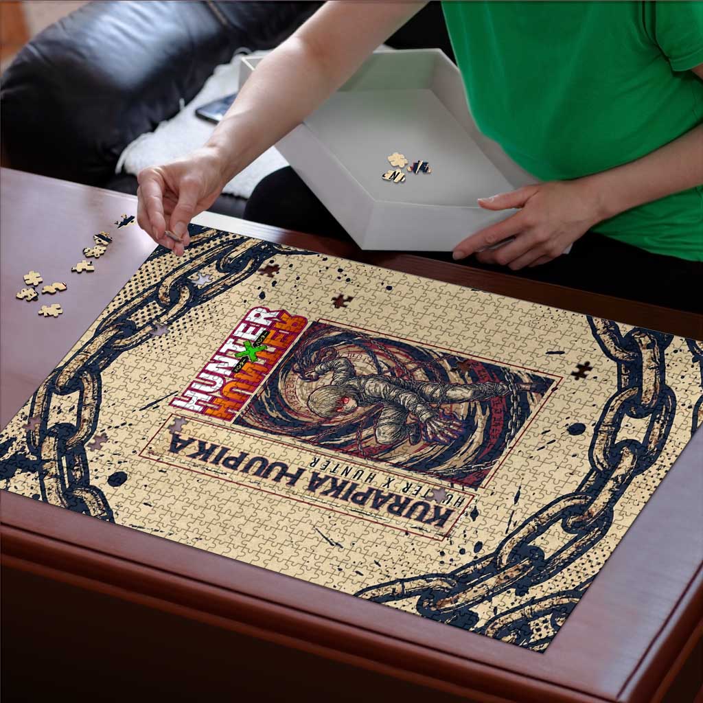 Kurapika Hunter x Hunter Chain Theme Puzzle with Scarlet Eyes and Vintage Anime Artwork Design - The Mazicc