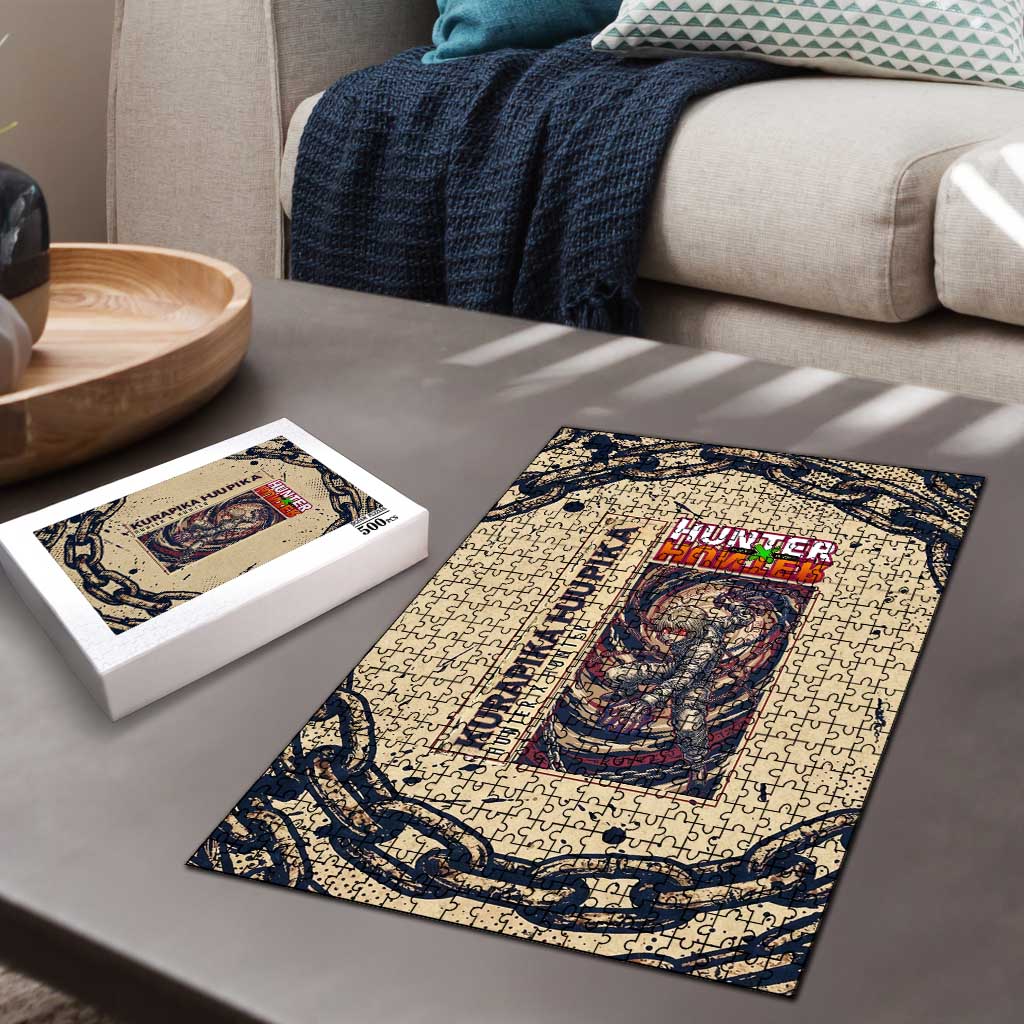 Kurapika Hunter x Hunter Chain Theme Puzzle with Scarlet Eyes and Vintage Anime Artwork Design - The Mazicc
