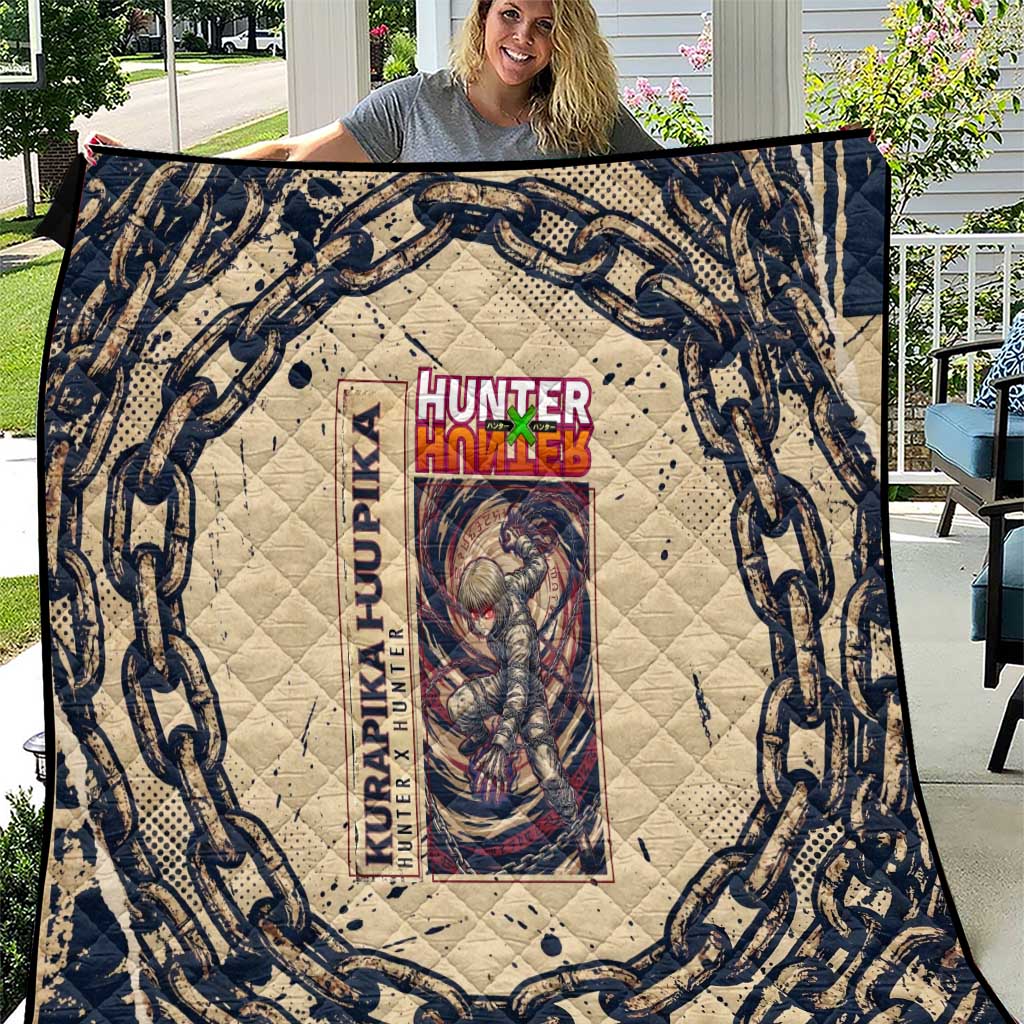 Kurapika Hunter x Hunter Chain Theme Quilt with Scarlet Eyes and Vintage Anime Artwork Design - The Mazicc