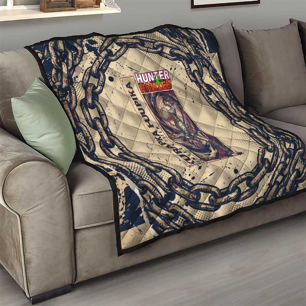 Kurapika Hunter x Hunter Chain Theme Quilt with Scarlet Eyes and Vintage Anime Artwork Design - The Mazicc