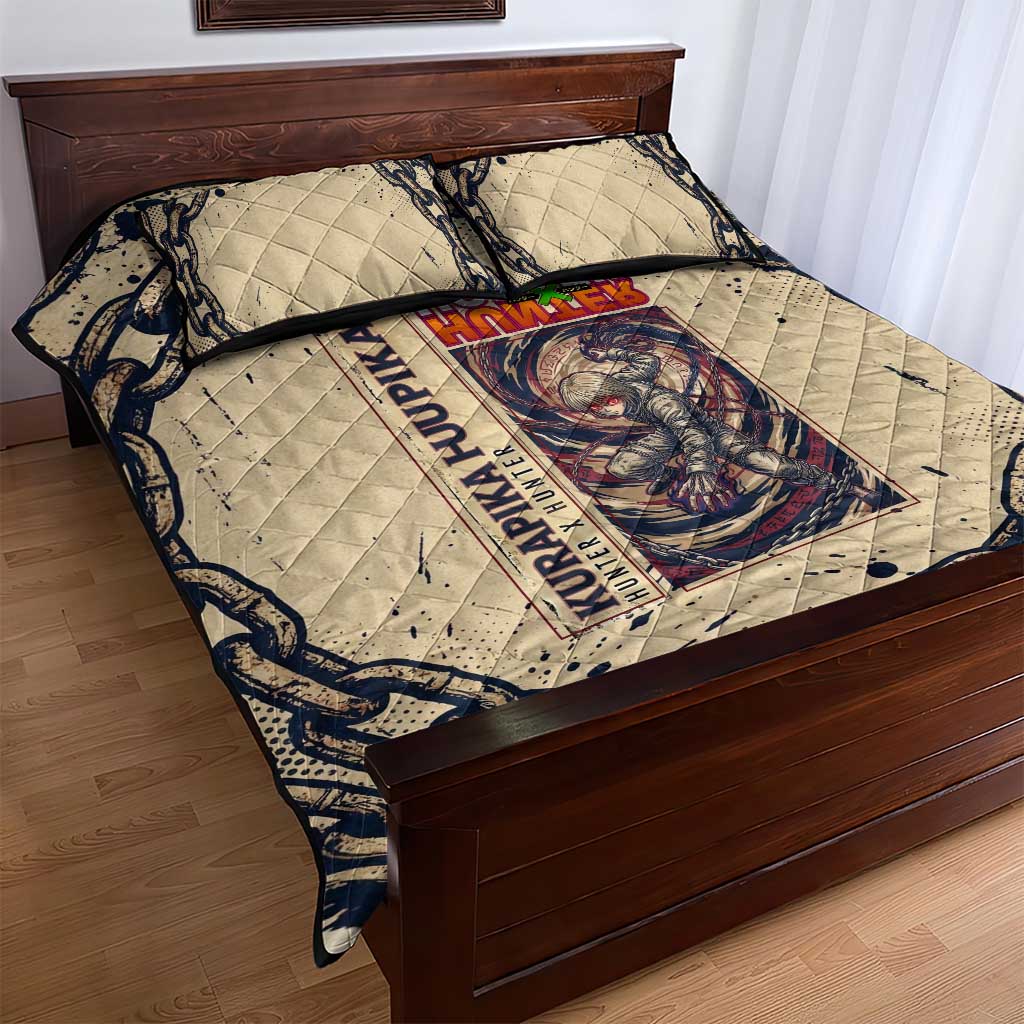 Kurapika Hunter x Hunter Chain Theme Quilt Bed Set with Scarlet Eyes and Vintage Anime Artwork Design - The Mazicc