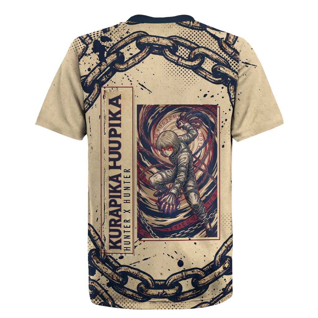 Kurapika Hunter x Hunter Chain Theme Rugby Jersey with Scarlet Eyes and Vintage Anime Artwork Design - The Mazicc