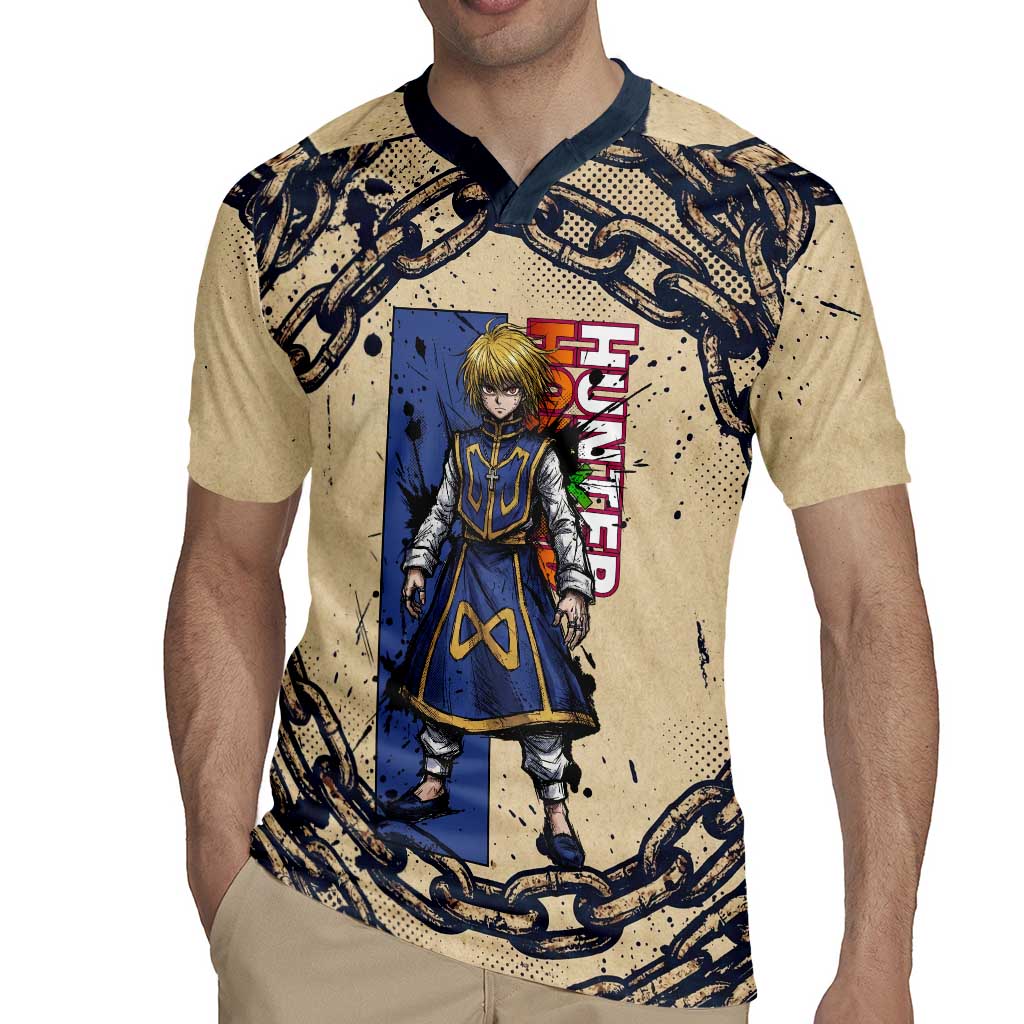 Kurapika Hunter x Hunter Chain Theme Rugby Jersey with Scarlet Eyes and Vintage Anime Artwork Design - The Mazicc