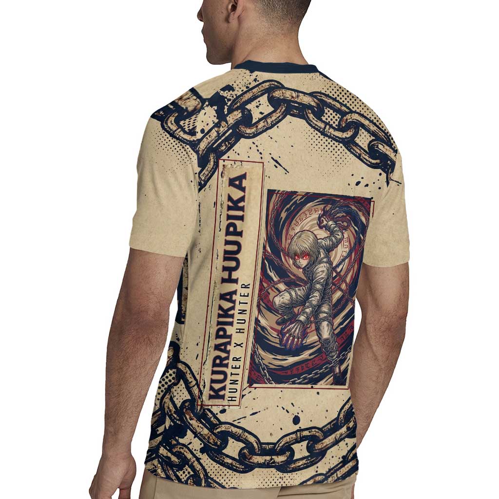 Kurapika Hunter x Hunter Chain Theme Rugby Jersey with Scarlet Eyes and Vintage Anime Artwork Design - The Mazicc
