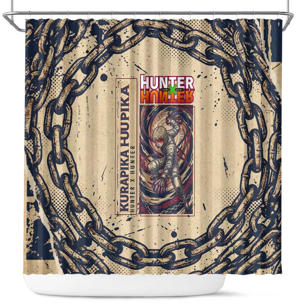 Kurapika Hunter x Hunter Chain Theme Shower Curtain with Scarlet Eyes and Vintage Anime Artwork Design - The Mazicc