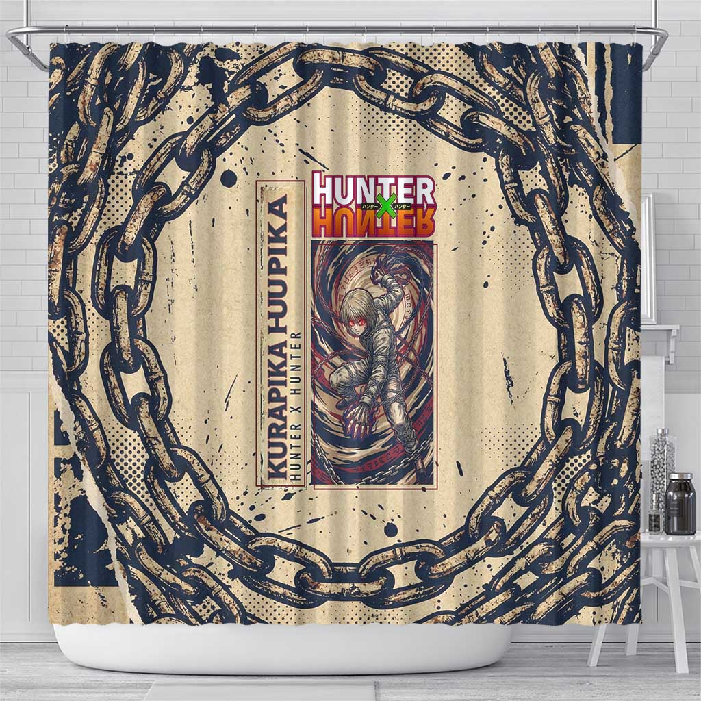Kurapika Hunter x Hunter Chain Theme Shower Curtain with Scarlet Eyes and Vintage Anime Artwork Design - The Mazicc