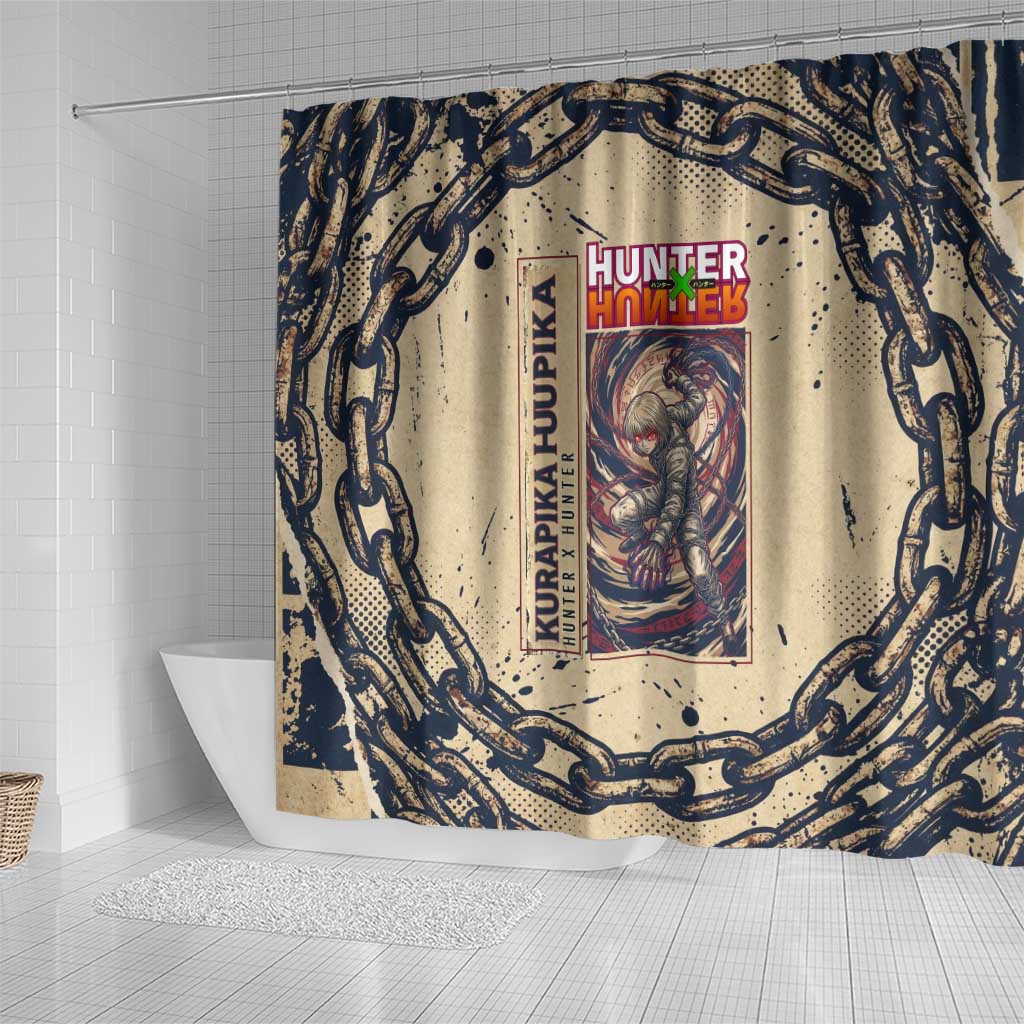 Kurapika Hunter x Hunter Chain Theme Shower Curtain with Scarlet Eyes and Vintage Anime Artwork Design - The Mazicc