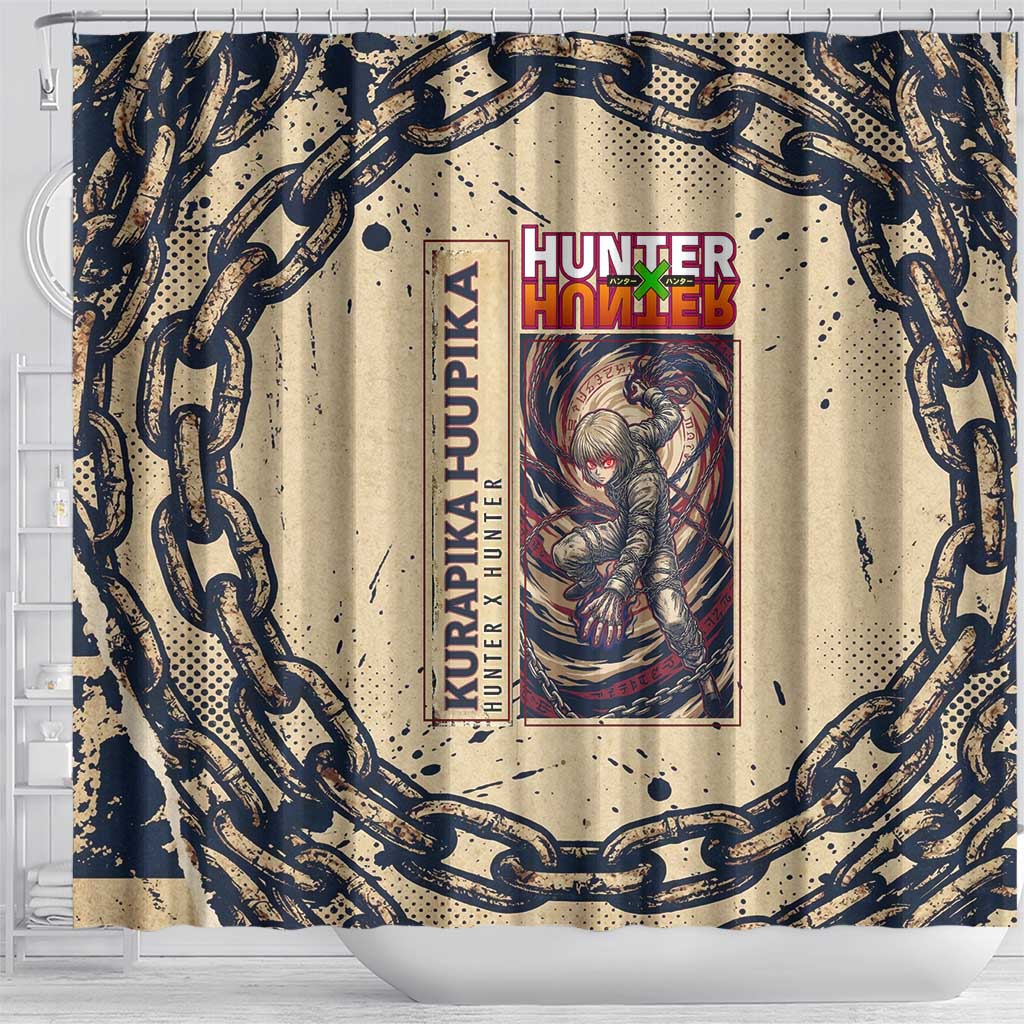 Kurapika Hunter x Hunter Chain Theme Shower Curtain with Scarlet Eyes and Vintage Anime Artwork Design - The Mazicc