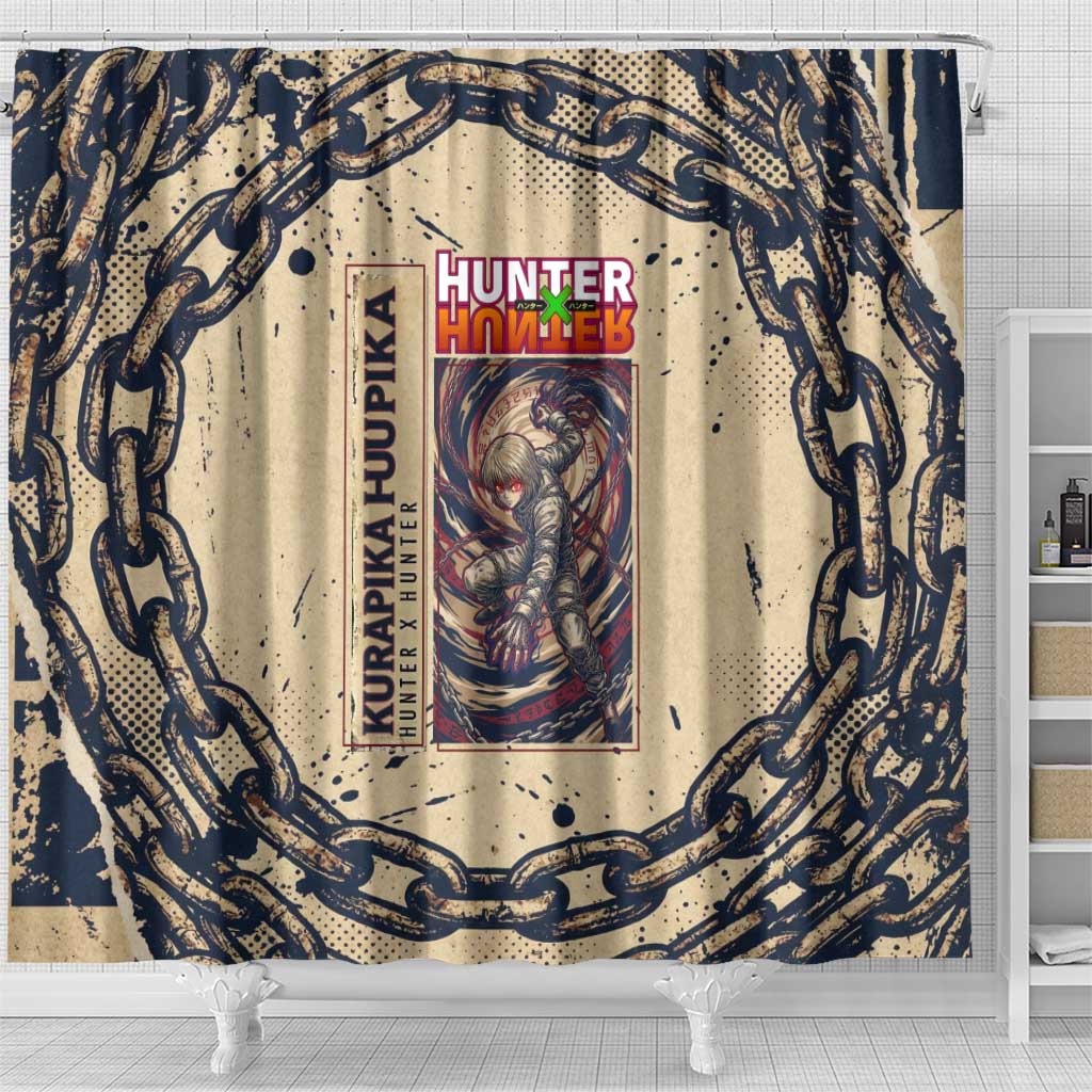 Kurapika Hunter x Hunter Chain Theme Shower Curtain with Scarlet Eyes and Vintage Anime Artwork Design - The Mazicc