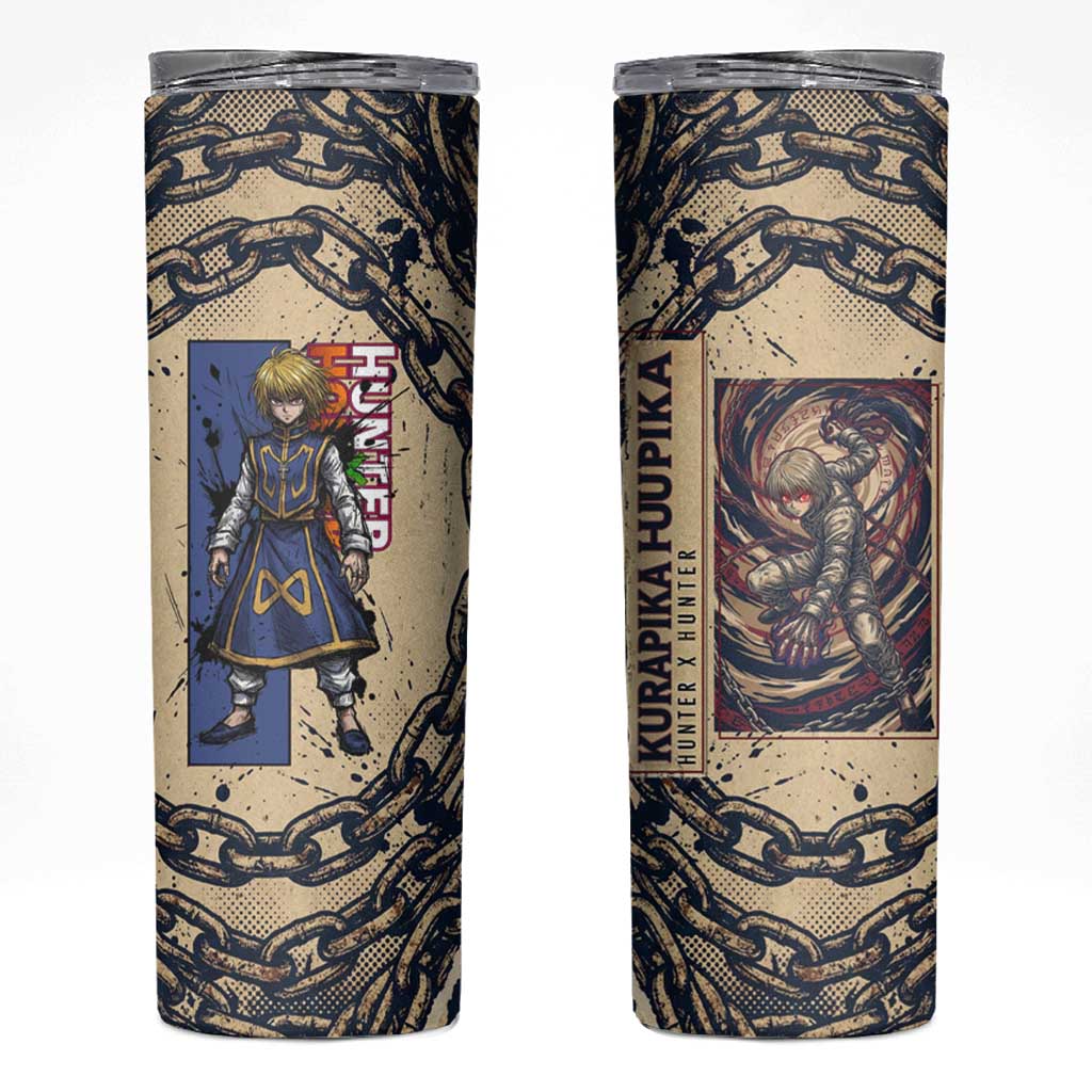 Kurapika Hunter x Hunter Chain Theme Skinny Tumbler with Scarlet Eyes and Vintage Anime Artwork Design - The Mazicc