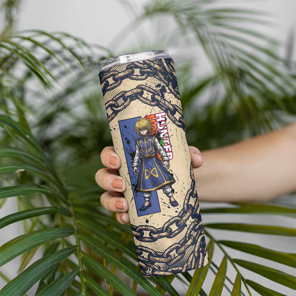 Kurapika Hunter x Hunter Chain Theme Skinny Tumbler with Scarlet Eyes and Vintage Anime Artwork Design - The Mazicc