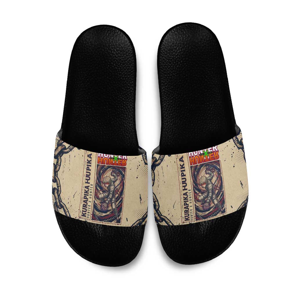 Kurapika Hunter x Hunter Chain Theme Slide Sandals with Scarlet Eyes and Vintage Anime Artwork Design - The Mazicc