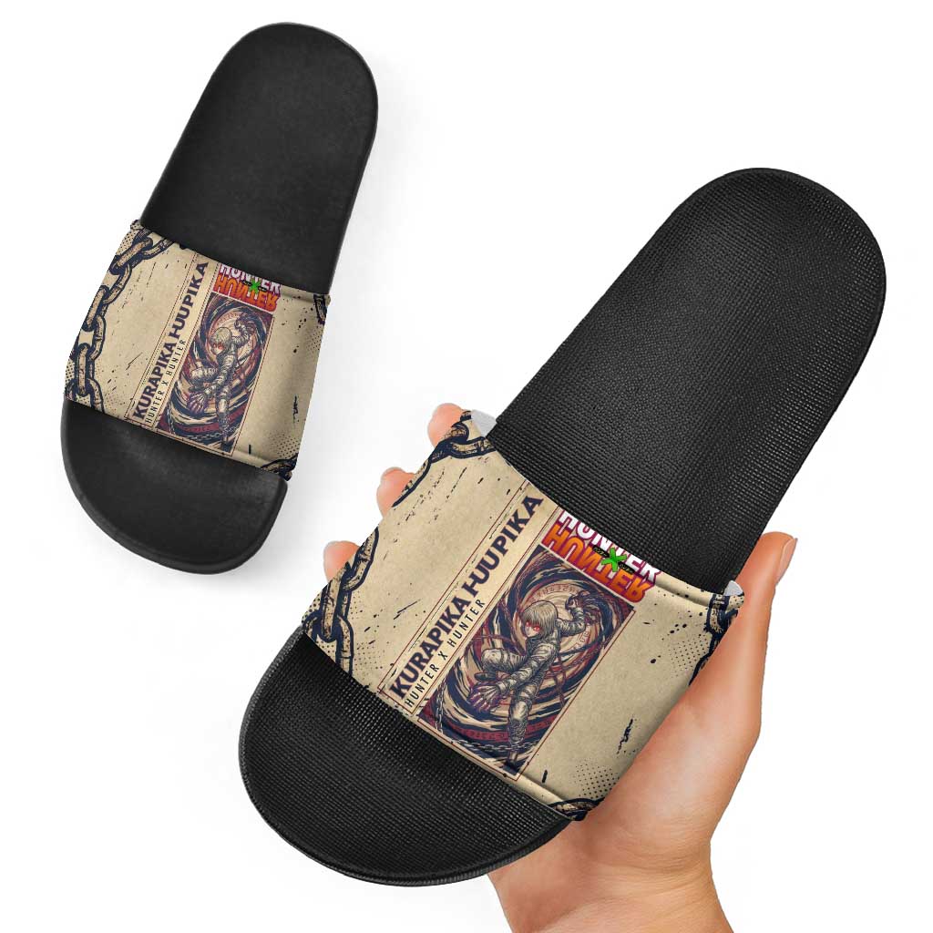 Kurapika Hunter x Hunter Chain Theme Slide Sandals with Scarlet Eyes and Vintage Anime Artwork Design - The Mazicc