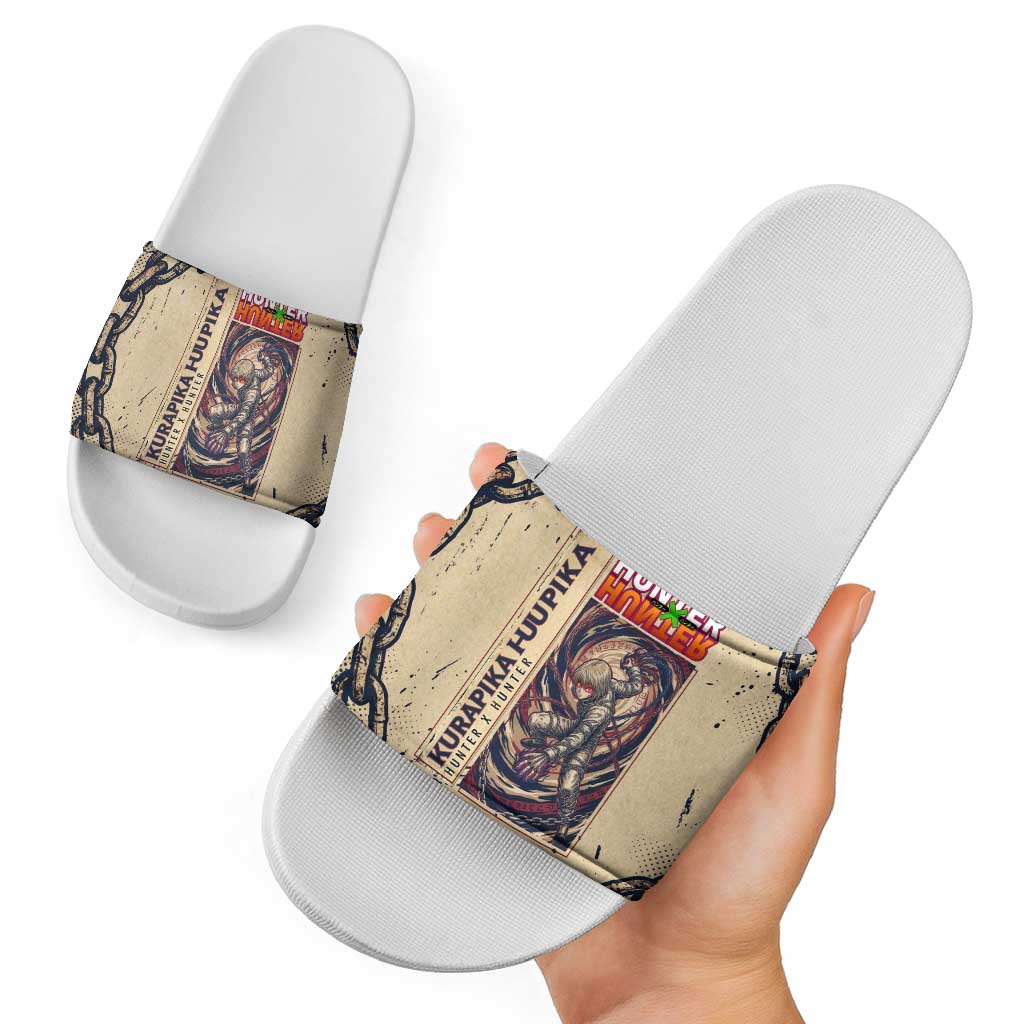 Kurapika Hunter x Hunter Chain Theme Slide Sandals with Scarlet Eyes and Vintage Anime Artwork Design - The Mazicc