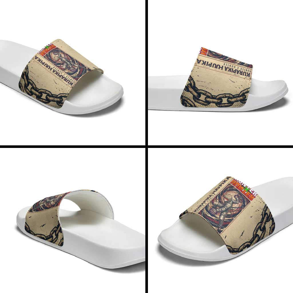 Kurapika Hunter x Hunter Chain Theme Slide Sandals with Scarlet Eyes and Vintage Anime Artwork Design - The Mazicc