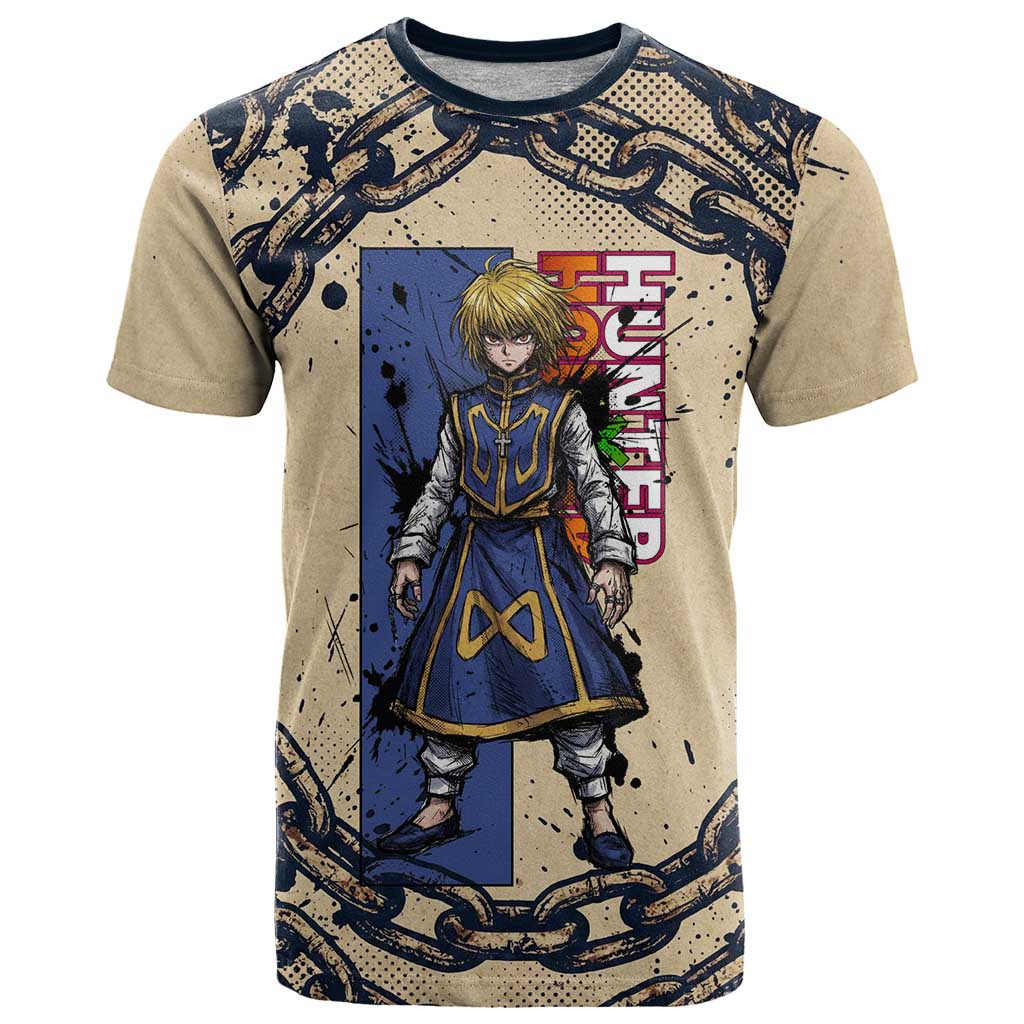 Kurapika Hunter x Hunter Chain Theme T Shirt with Scarlet Eyes and Vintage Anime Artwork Design - The Mazicc
