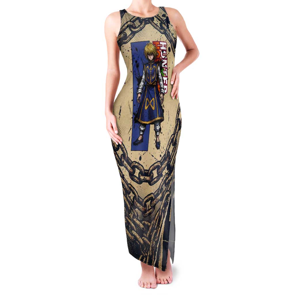 Kurapika Hunter x Hunter Chain Theme Tank Maxi Dress with Scarlet Eyes and Vintage Anime Artwork Design - The Mazicc