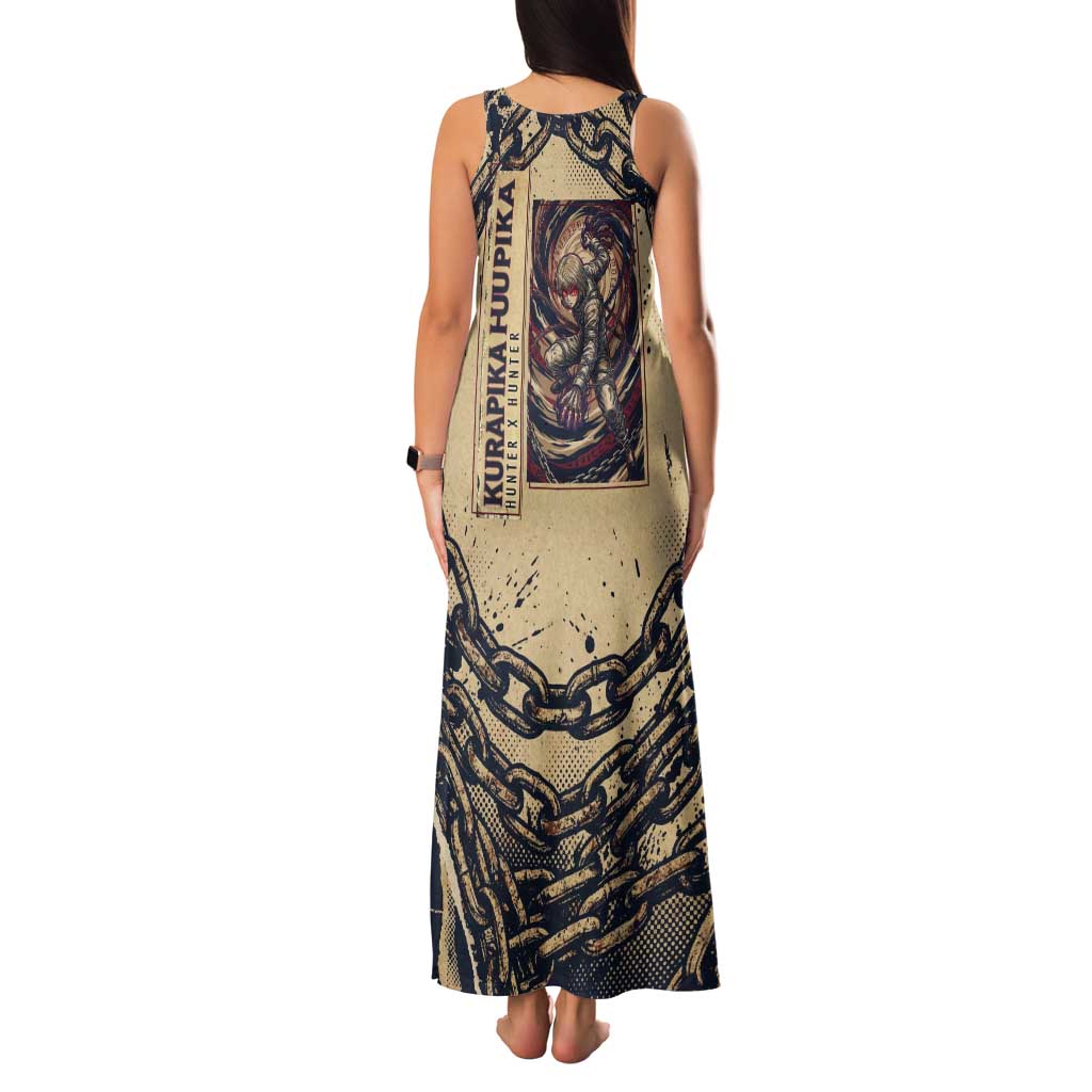 Kurapika Hunter x Hunter Chain Theme Tank Maxi Dress with Scarlet Eyes and Vintage Anime Artwork Design - The Mazicc