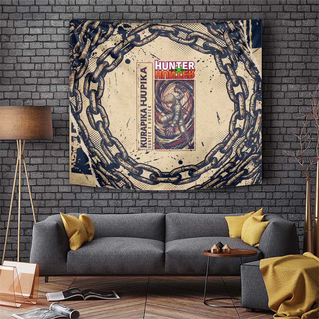 Kurapika Hunter x Hunter Chain Theme Tapestry with Scarlet Eyes and Vintage Anime Artwork Design - The Mazicc