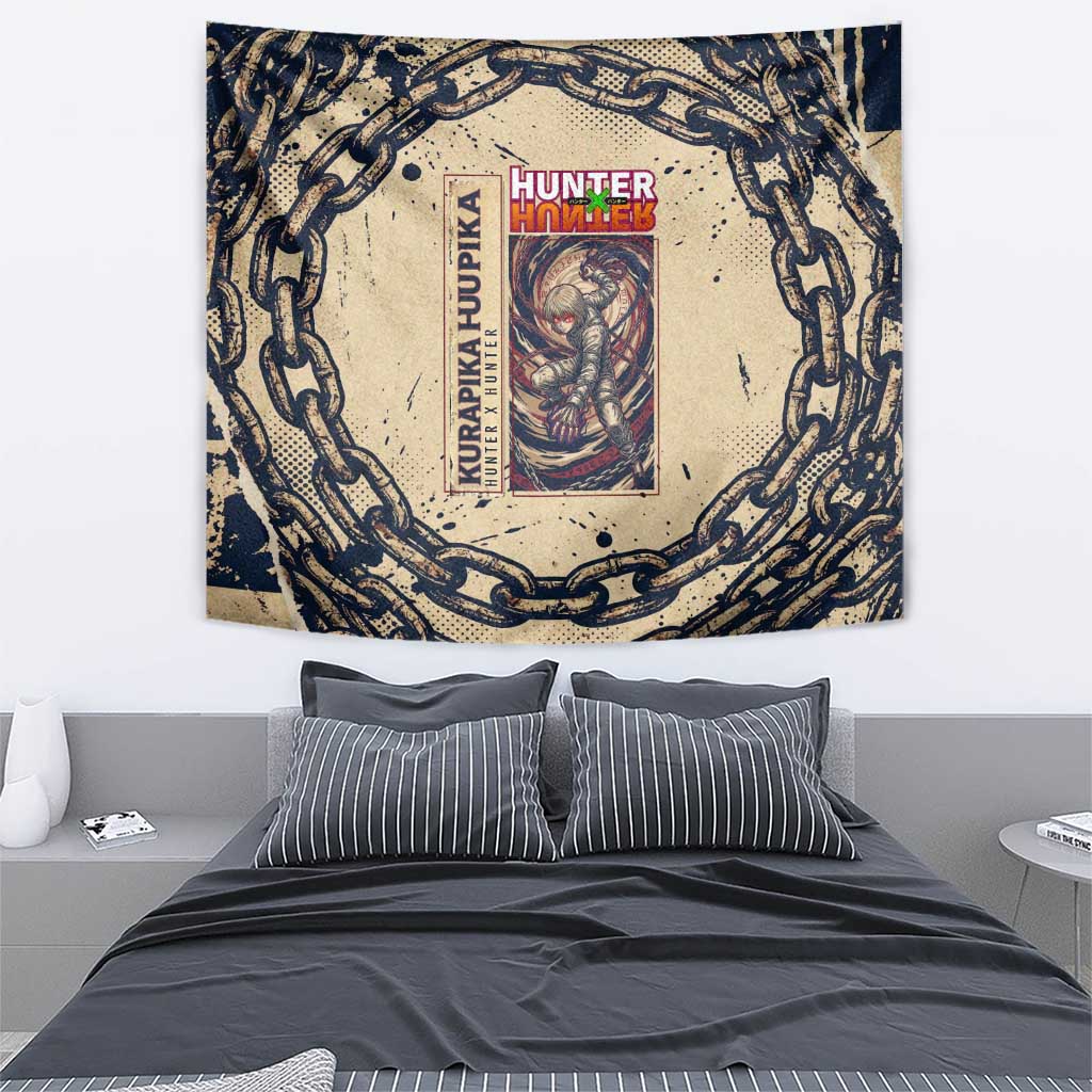 Kurapika Hunter x Hunter Chain Theme Tapestry with Scarlet Eyes and Vintage Anime Artwork Design - The Mazicc
