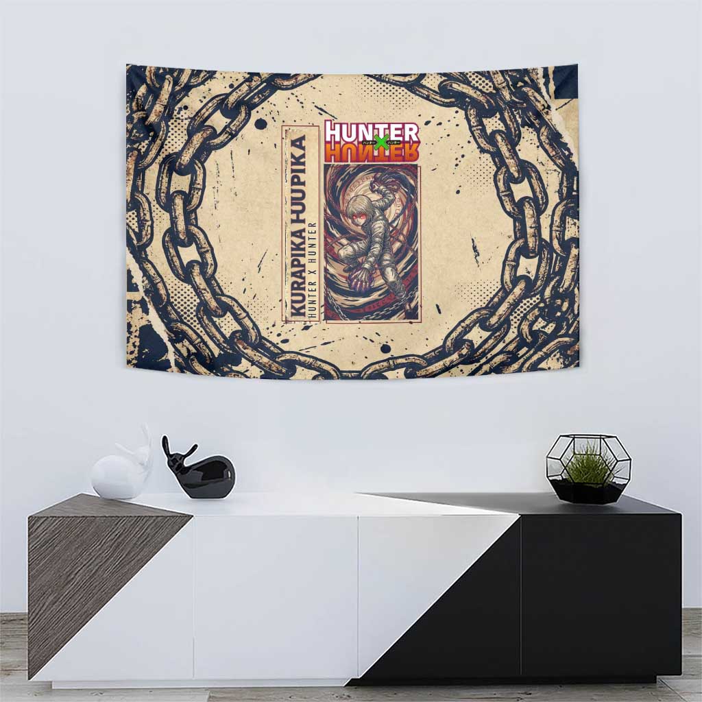 Kurapika Hunter x Hunter Chain Theme Tapestry with Scarlet Eyes and Vintage Anime Artwork Design - The Mazicc