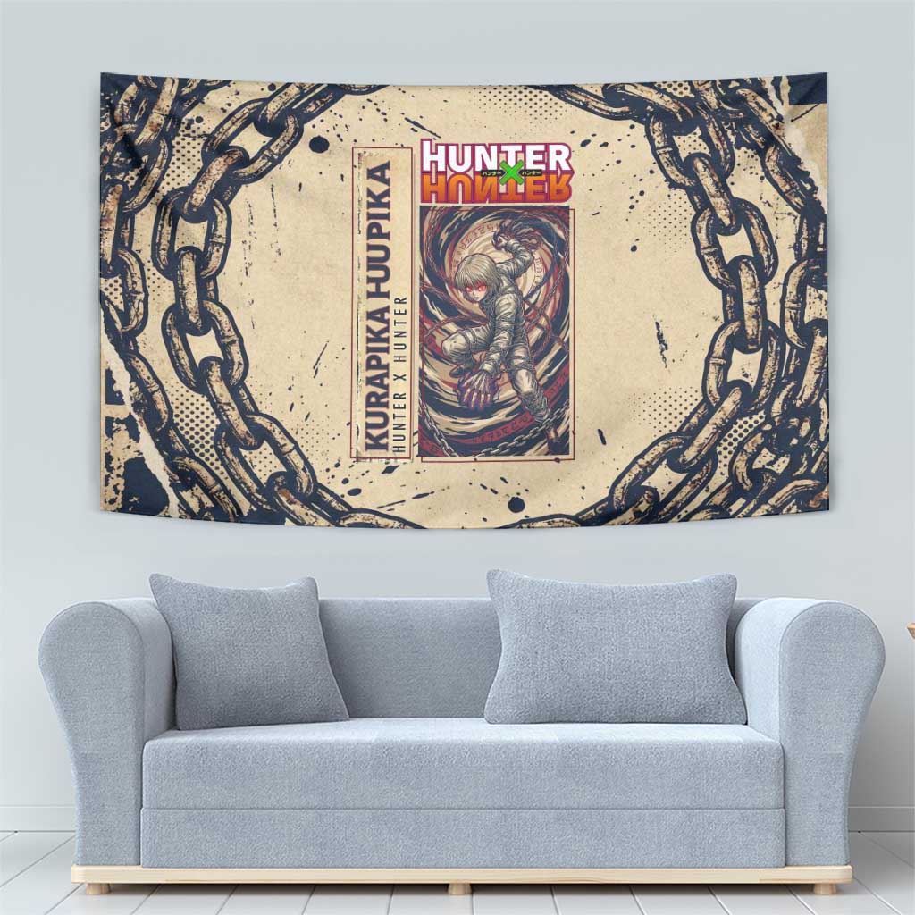 Kurapika Hunter x Hunter Chain Theme Tapestry with Scarlet Eyes and Vintage Anime Artwork Design - The Mazicc