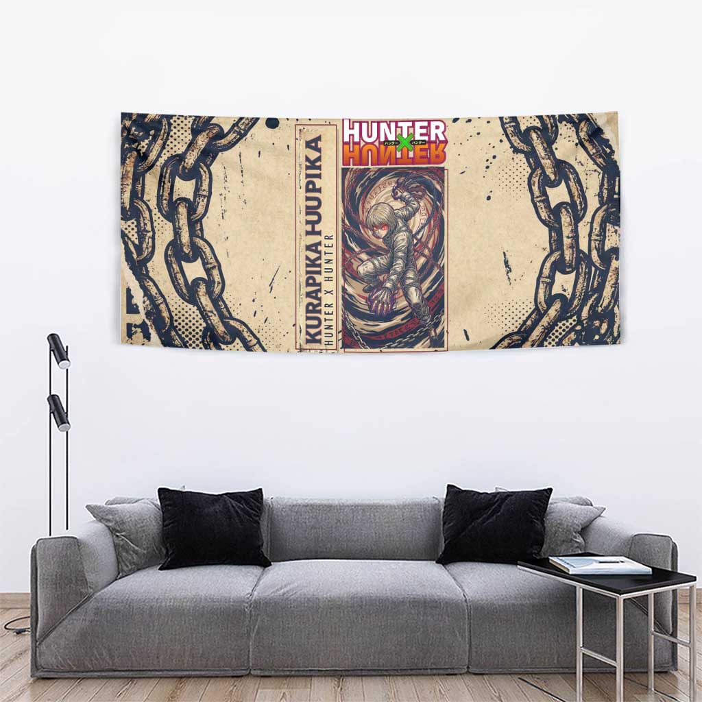 Kurapika Hunter x Hunter Chain Theme Tapestry with Scarlet Eyes and Vintage Anime Artwork Design - The Mazicc
