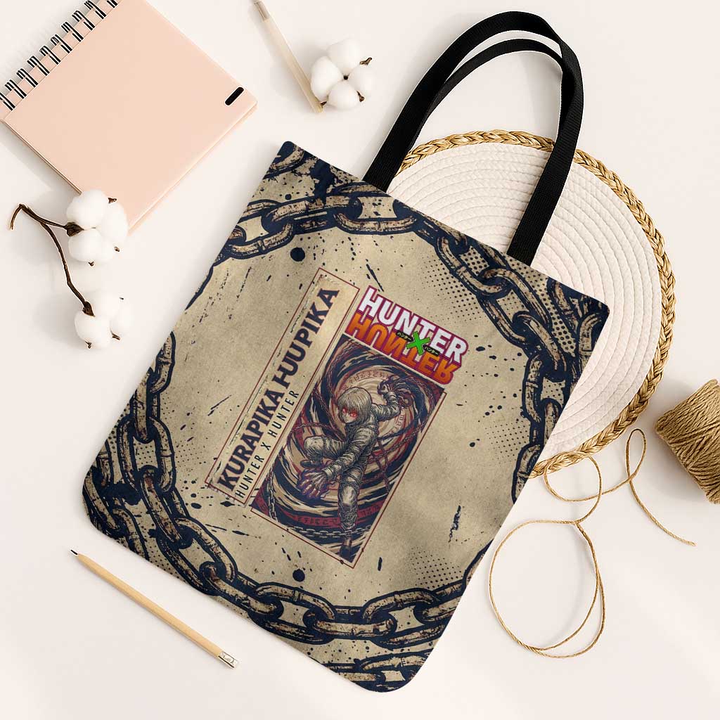 Kurapika Hunter x Hunter Chain Theme Tote Bag with Scarlet Eyes and Vintage Anime Artwork Design - The Mazicc