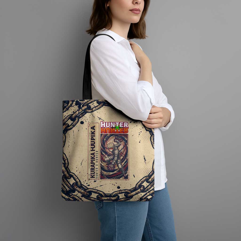 Kurapika Hunter x Hunter Chain Theme Tote Bag with Scarlet Eyes and Vintage Anime Artwork Design - The Mazicc