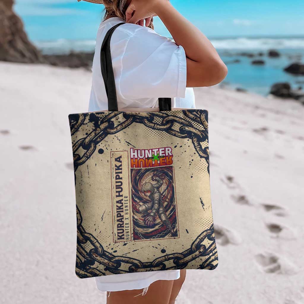 Kurapika Hunter x Hunter Chain Theme Tote Bag with Scarlet Eyes and Vintage Anime Artwork Design - The Mazicc
