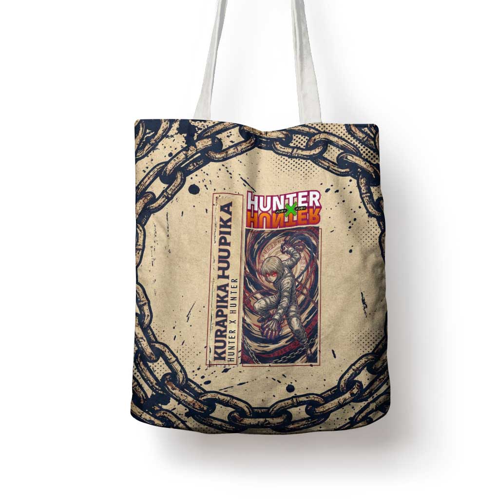 Kurapika Hunter x Hunter Chain Theme Tote Bag with Scarlet Eyes and Vintage Anime Artwork Design - The Mazicc