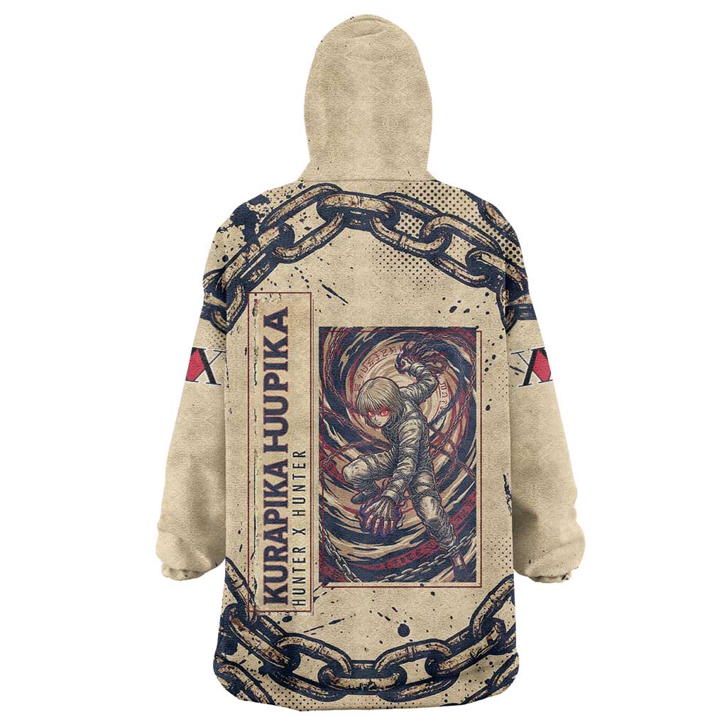 Kurapika Hunter x Hunter Chain Theme Wearable Blanket Hoodie with Scarlet Eyes and Vintage Anime Artwork Design - The Mazicc