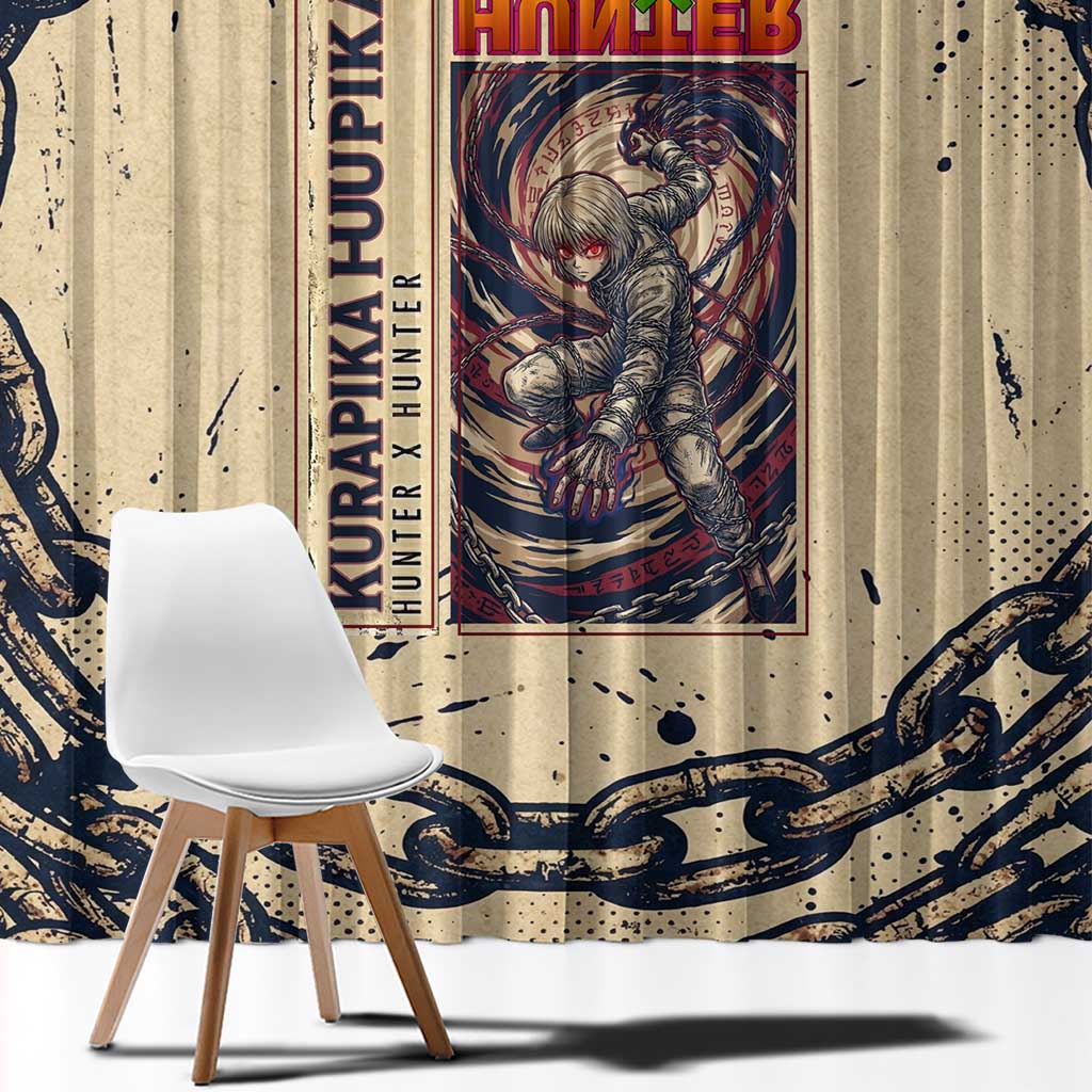 Kurapika Hunter x Hunter Chain Theme Window Curtain with Scarlet Eyes and Vintage Anime Artwork Design - The Mazicc