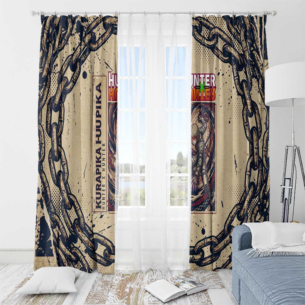 Kurapika Hunter x Hunter Chain Theme Window Curtain with Scarlet Eyes and Vintage Anime Artwork Design - The Mazicc