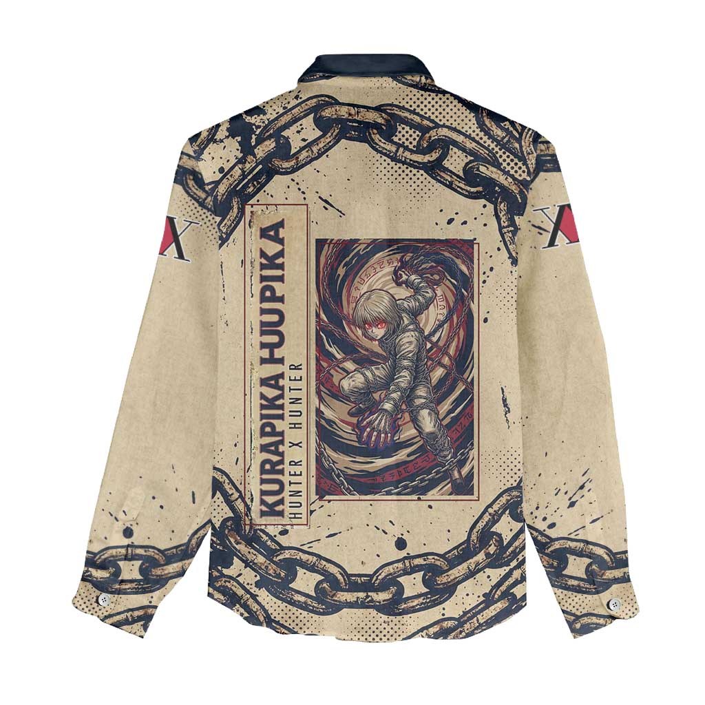 Kurapika Hunter x Hunter Chain Theme Women Casual Shirt with Scarlet Eyes and Vintage Anime Artwork Design - The Mazicc