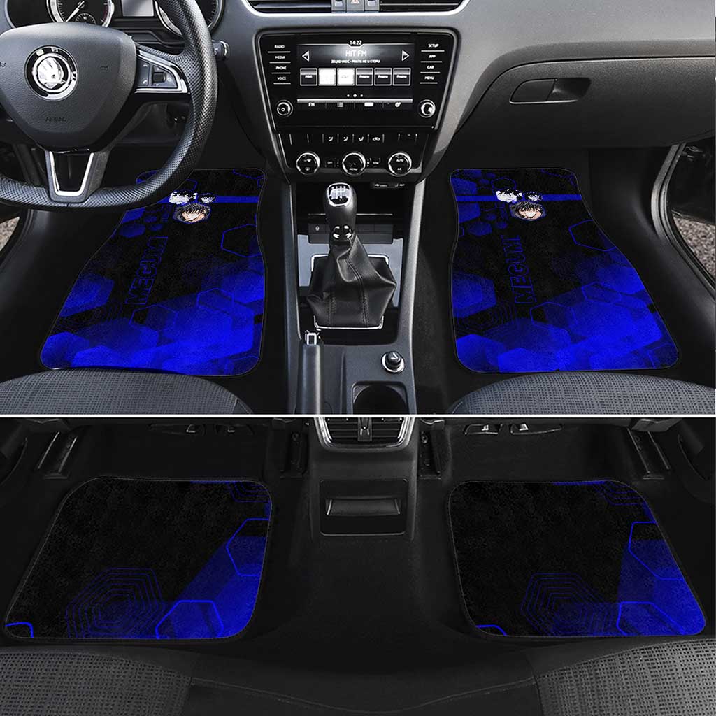 Megumi Fushiguro Jujutsu Kaisen Blue Hexagon Design Car Mats with Shadow Techniques and Manga Style Art - The Mazicc