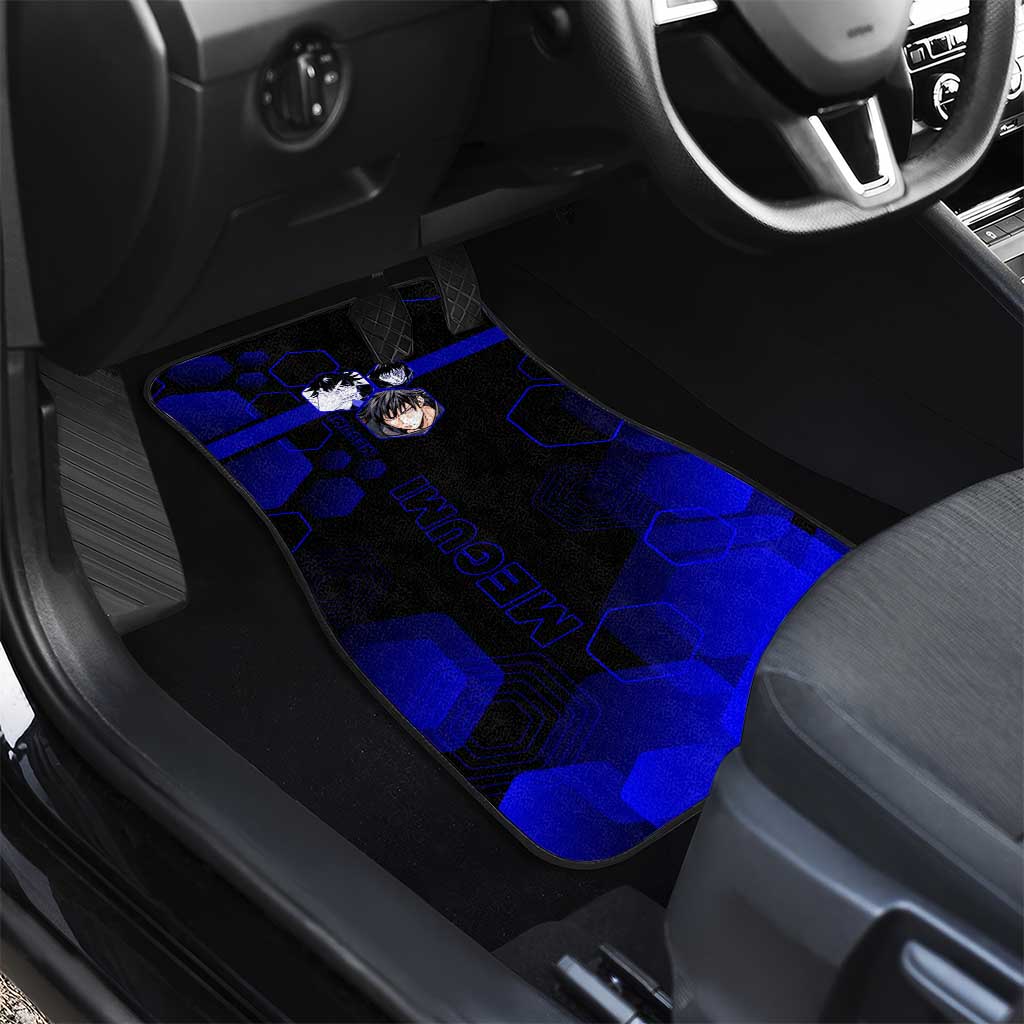Megumi Fushiguro Jujutsu Kaisen Blue Hexagon Design Car Mats with Shadow Techniques and Manga Style Art - The Mazicc